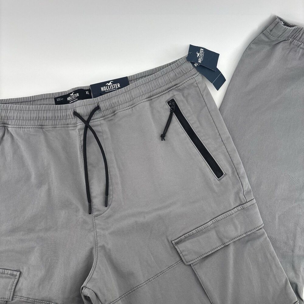 Hollister Men's Gray Stretch Twill Skinny Joggers XL Cargo pocket New with tags